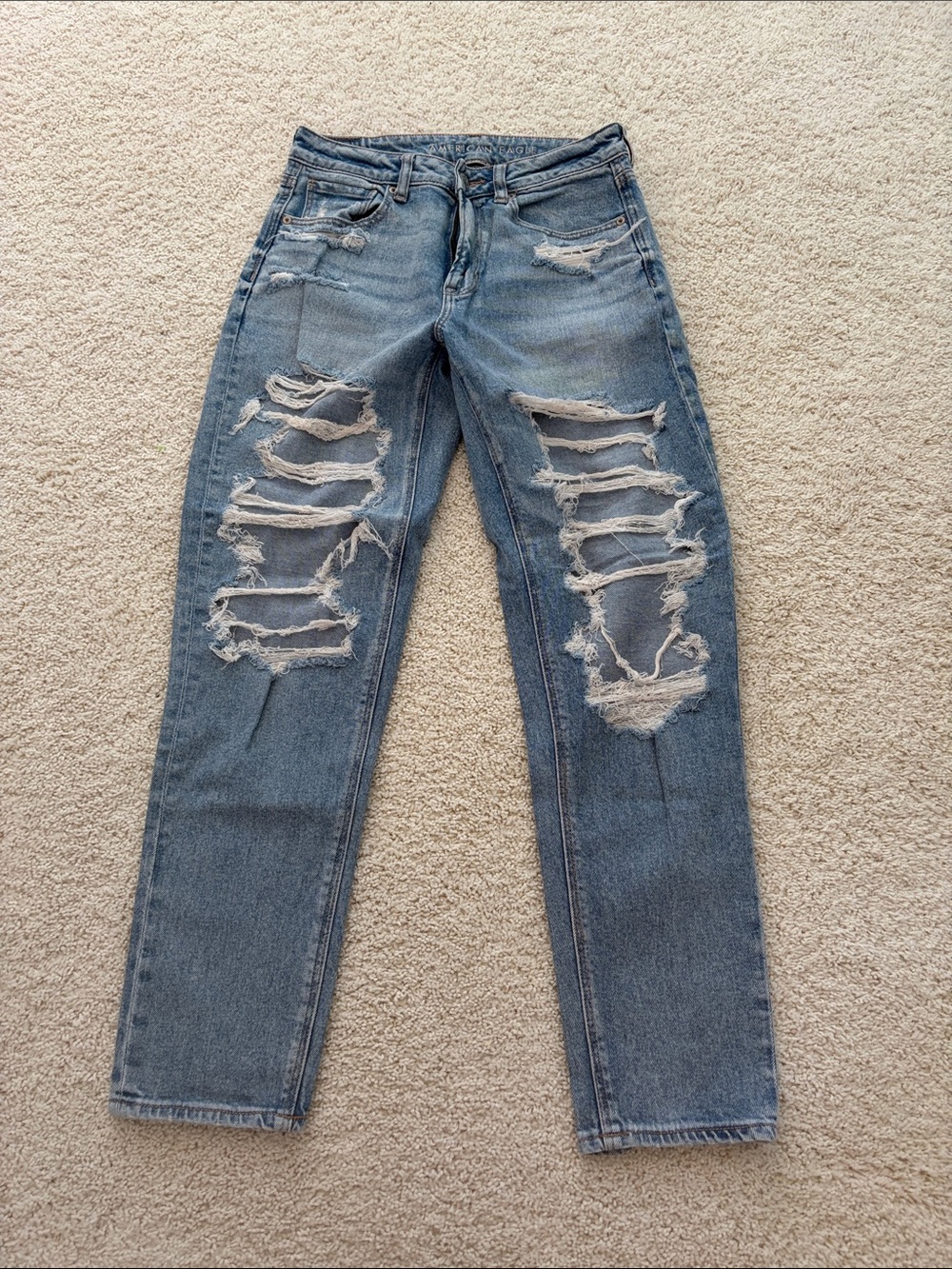 American Eagle Outfitters Distressed Light Blue Ripped Jeans